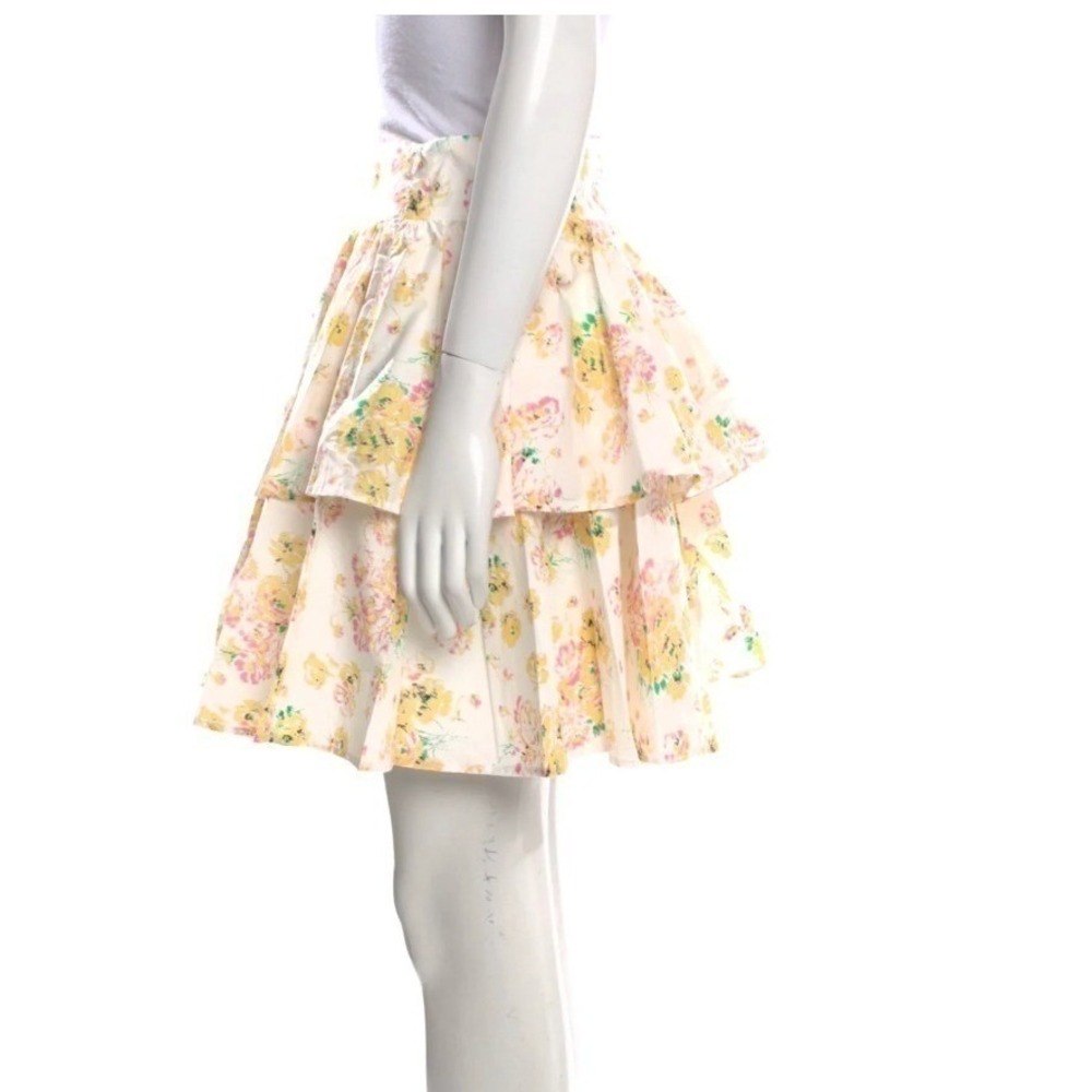 NWT Custommade Floral Tiered Mini Skirt Sz Sm Ruffle Hem Cottage Fairy Coquette